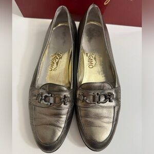Salvatore Ferragamo Metallic Leather Loafers